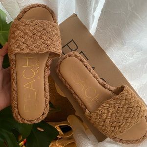 Beach By Matisse Caspia Cognac Sandals, Women’s size 6, beige platform sandals